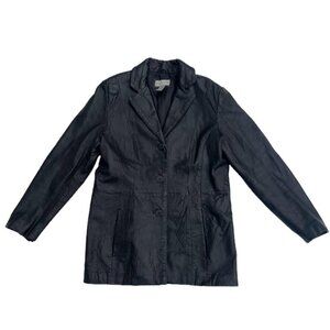 Vintage 90s Leather Blazer Jacket Size Medium